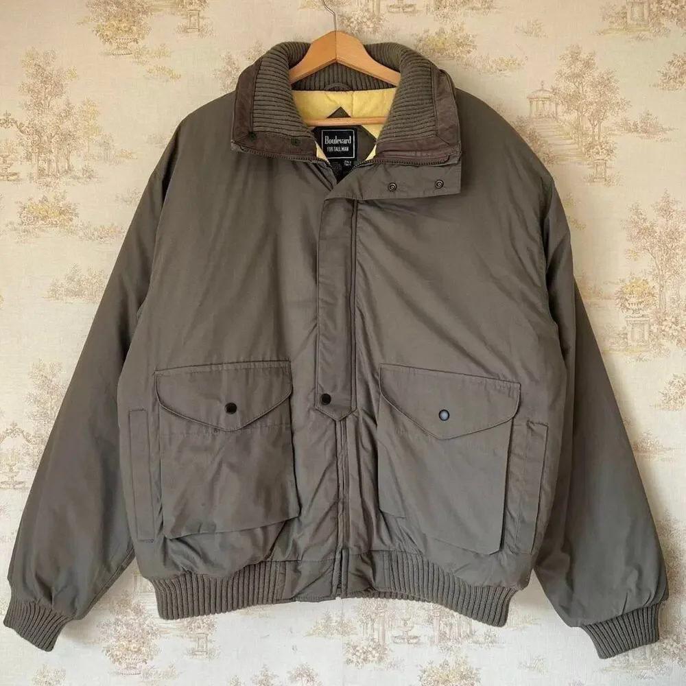 Vintage 80s Olive Drab Bomber Jacket | Aviator | Men's 2XLT